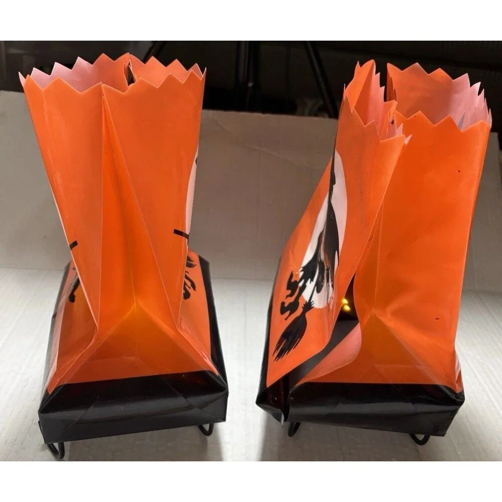 Vintage Halloween Motion Activated Witch Luminary Lights Sound Pair